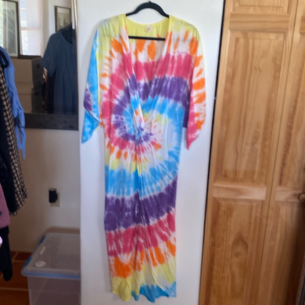 Rainbow tie dye cover up or summer dress